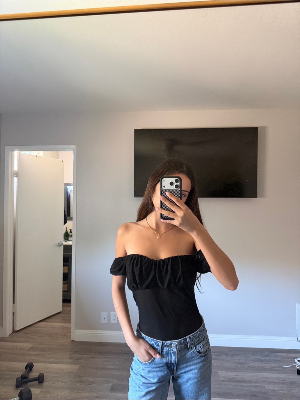 Off-Shoulder Black Women's Top